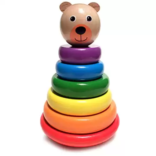 Baby Toys Wooden Stacking Rings - Bilingual Educational Toys