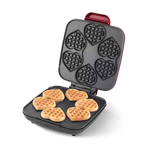 DASH Multi Mini Heart Waffle Maker - Six 3 Heart Shaped Waffle Molds, Nonstick Waffle Iron with Quick Heat-Up, Nonstick Surface - Perfect Mini Waffle Maker for Kids and Families, Just Add Batter