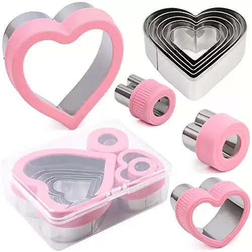 BakingWorld Heart Cookie Cutter Set,9 Piece Heart Shapes Stainless Steel Cookie Cutters Mold for Cakes Biscuits and Sandwiches